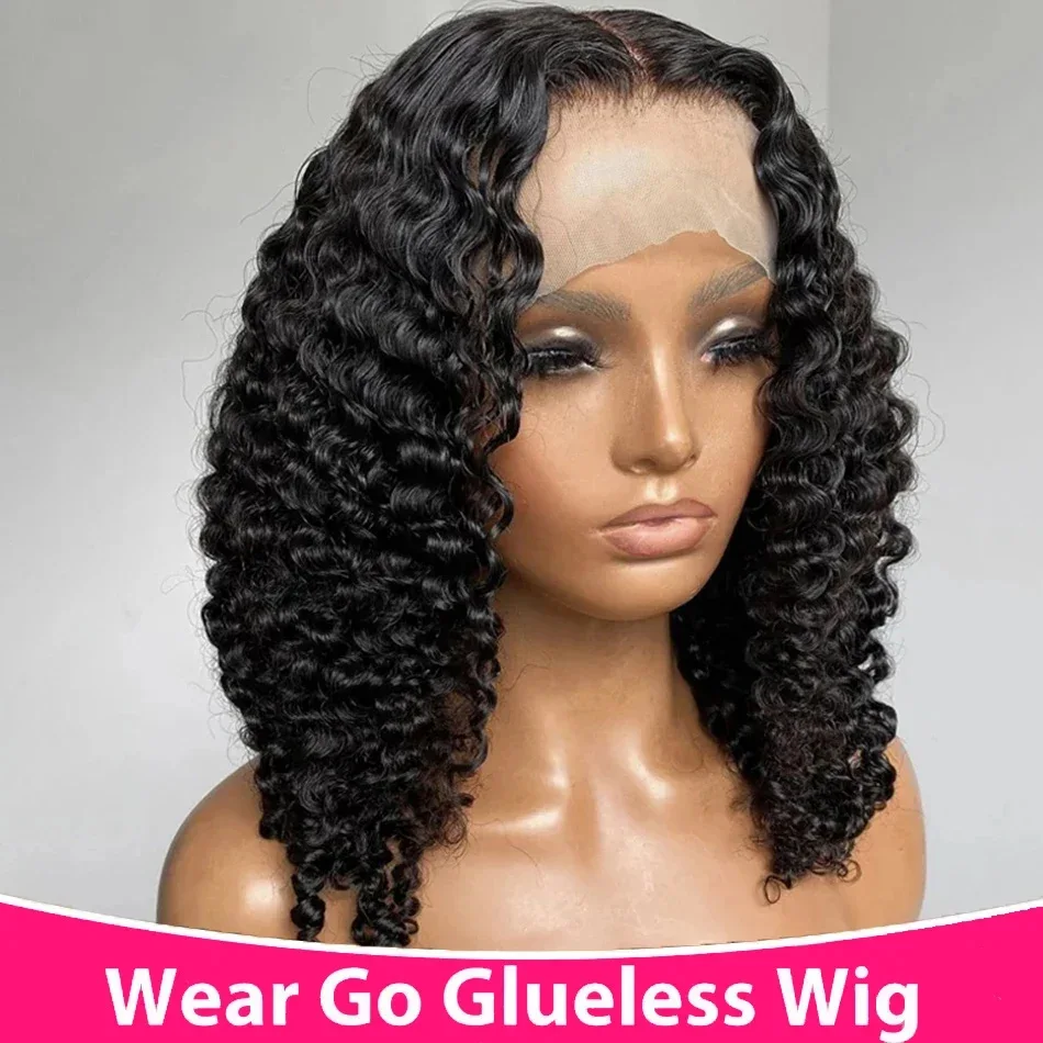 Готовый К Работе Волнистый Боб Парик Из Человеческих Волос На Прозрачном