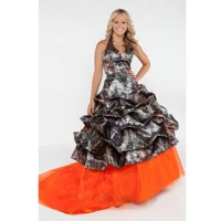 2022 halter ball gown camo wedding dresses camouflage draped skirt orange custom bridal gowns lace up back vestidos de mariee