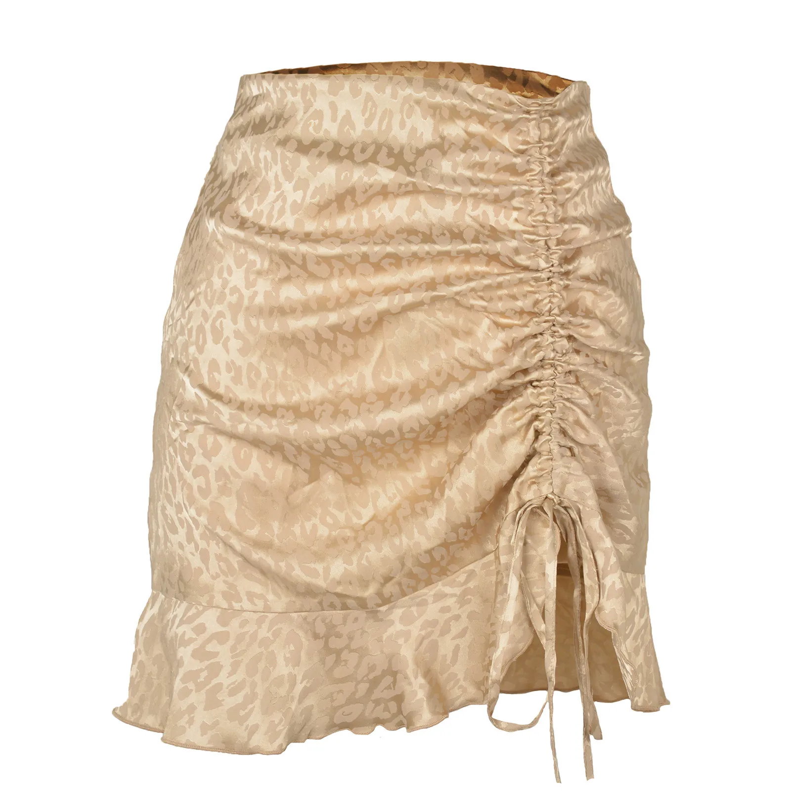 

Pleated Zipper Skirt Fishtail Women Print Leopard Skirt Sexy Satin Skirt korean fashion skirt
