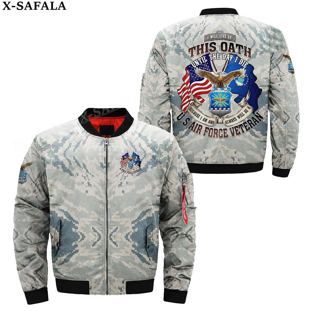 AIRFORCE Veterans Army 3D Bomber Jackets Zipper Flight Jacket Casual Thick Coat Unisex Harajuku Women Streetwear-5