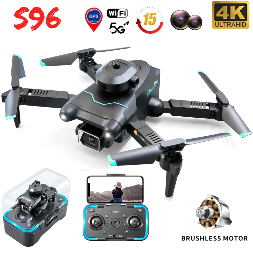 

S96 Mini Drone 4K HD Camera Light Wifi Fpv Obstacle Avoidance Altitude Hold Aerial Photography Helicopter Foldable RC Quadcopter