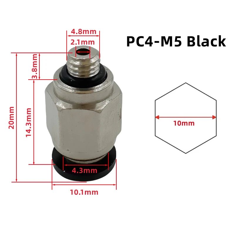PC4-M6 PC4-M5 PC4-01 PC6-01 Пневматический прямой соединитель Отверстие детали 4 мм Трубка из ПТФЭ Фитинг M6 Соединитель подачи 3D-принтер Пар