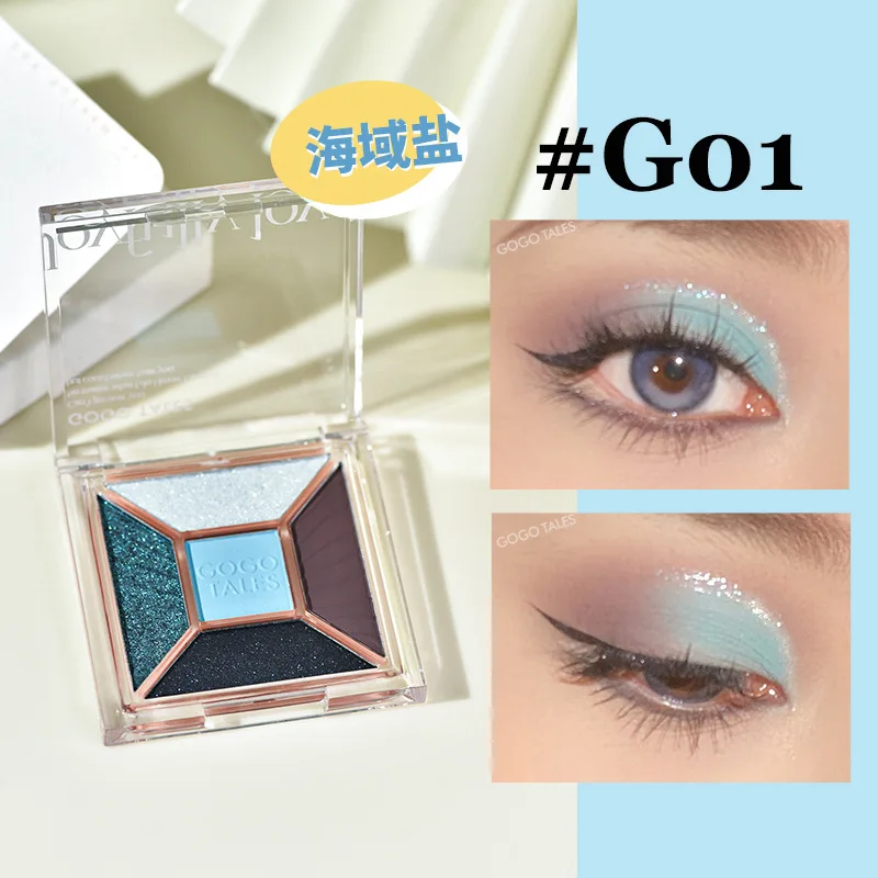

GOGO TALES 5-color Eyeshadow Palette Earth Color Blue-green Matte Long-lasting and Not Easy to Remove Makeup Eyeshadow