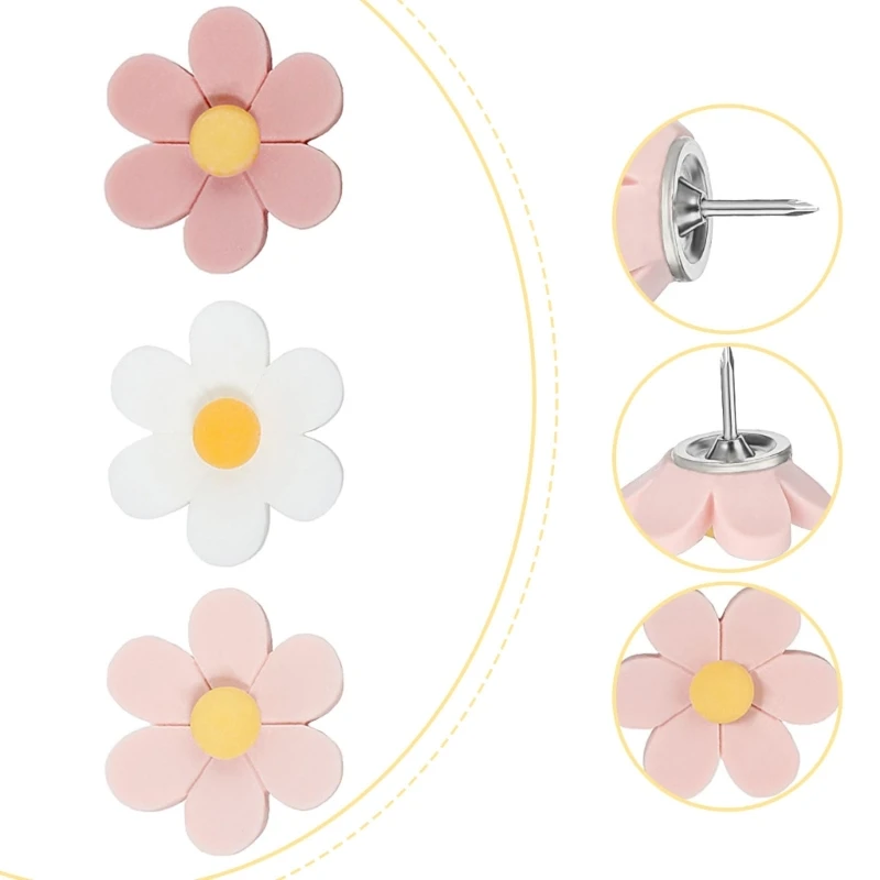 Набор из 30 декоративных кнопок с цветами для пробковой доски кнопки АБС-пластика