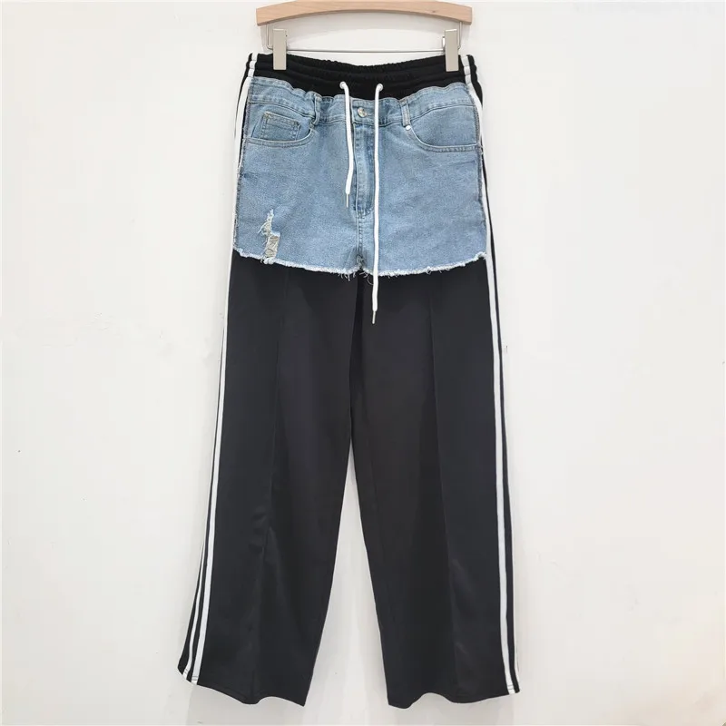 Женские свободные брюки в Корейском стиле повседневные мешковатые синие джинсы