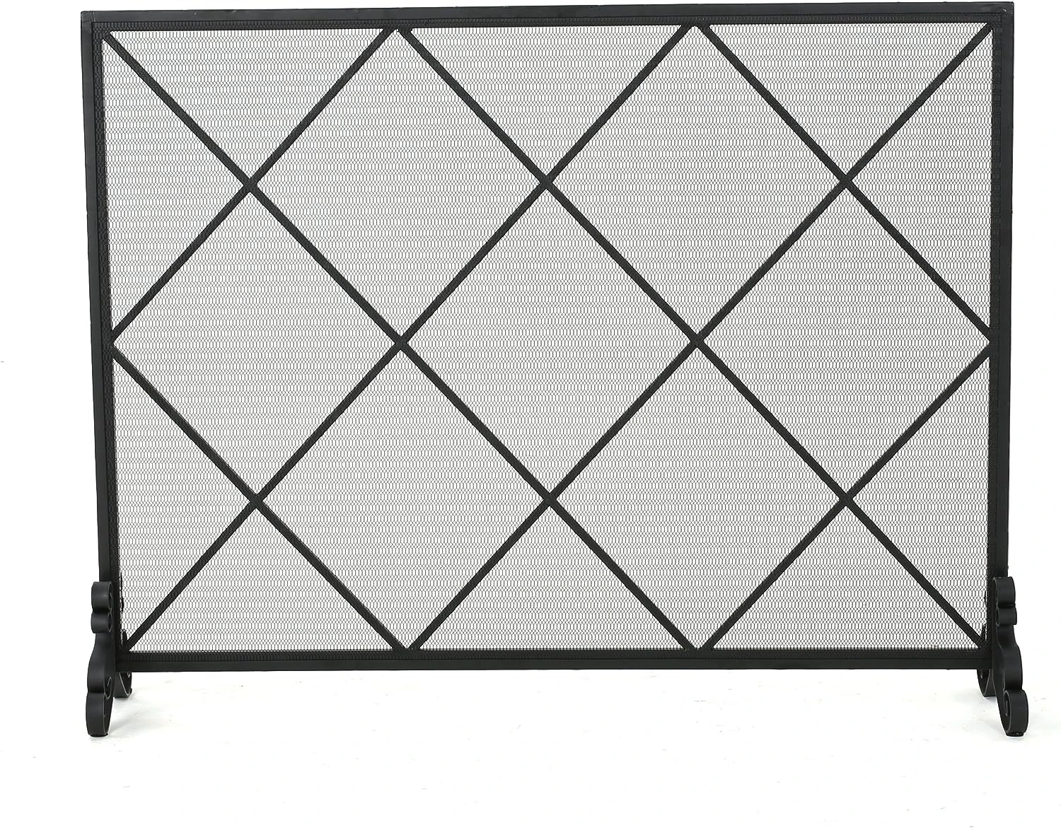 

Single Panel Iron Fireplace Screen, Black