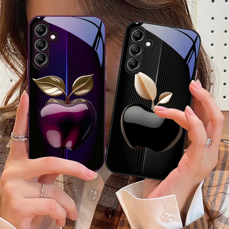 Фото Чехол для телефона Samsung Galaxy A14 4G 20 30 52 20S 21S 22 32 33 34 42 50 51 53 54 70 71 72 73 5G из стекла с градиентным полосатым дизайном, цвет яблочная роза №3
