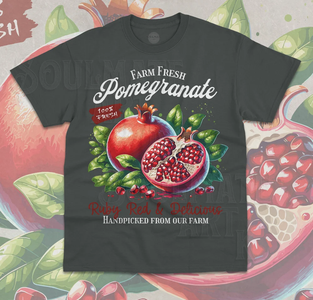 Футболка с гранатом в стиле ретро забавная фруктовая милая рубашка унисекс