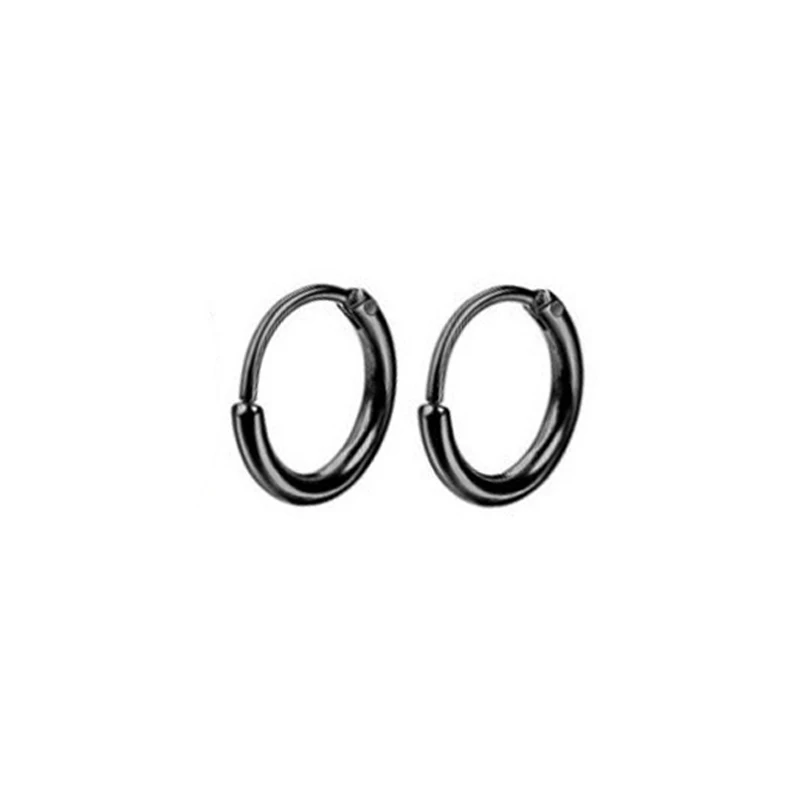 

Серьги-кольца из нержавеющей стали для мужчин и женщин, маленькие Украшения для Пирсинга Ушей в стиле панк, готика, черного цвета, 10 мм, 1 пара