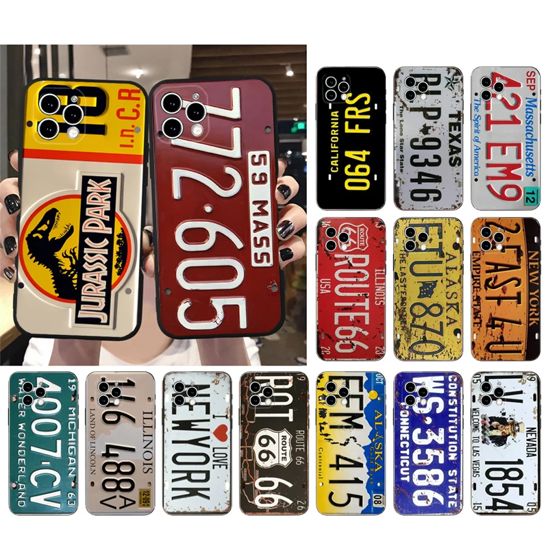 

License Plate Phone Case For iphone 14 13 12 11 Pro Max XS XR X 12mini 14 Plus SE Mobile Phone Case Funda