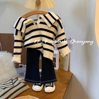 girls suit 2022 new spring and autumn childrens western style knitted cardigan baby girl autumn clothing two piece set