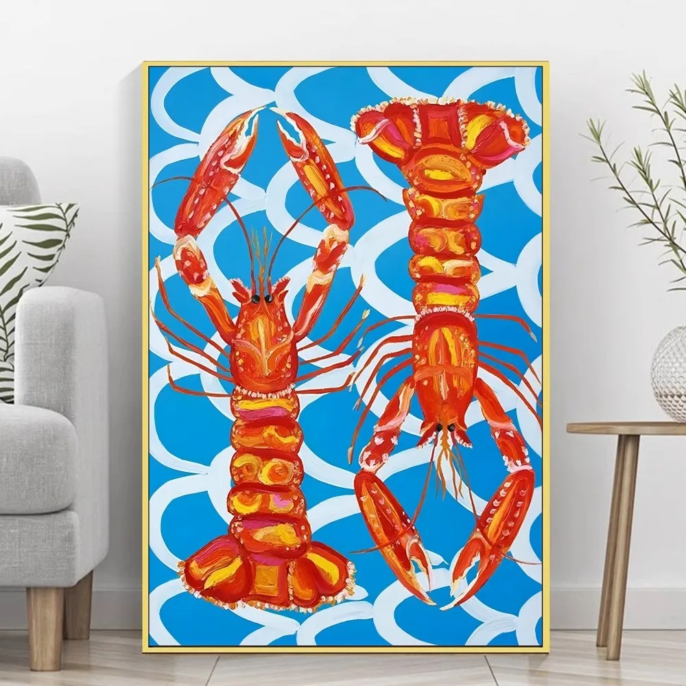 Красочные Sardine &amp Lobster HD Качественный Клейкий Настенный Постер В Стиле Ретро