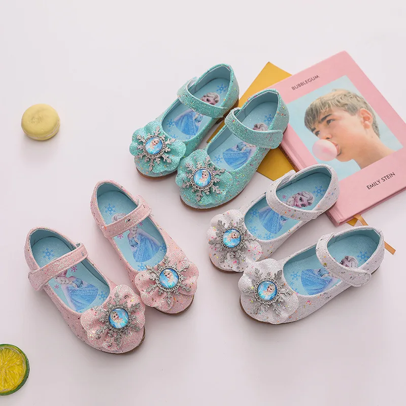 Disney frozen 2 girls Flowers princess elsa anna Casual Shoes  kids  Shiny soft dancing shoes Europe size 26-34