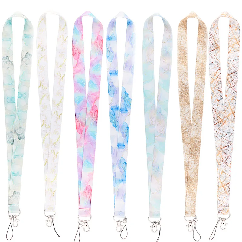 

Marble Printed Neck Strap Keychain Lanyard For Keys ID Card Badge Holder Keycord DIY Hanging Rope Mobile Phone Accessories
