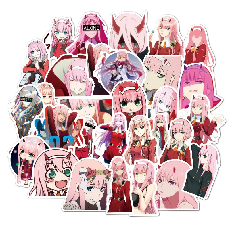 

Cartoon Anime DARLING In The FRANXX Stickers for Laptop Suitcase Stationery Waterproof Album Decals Kids Toys Birthday Gifts