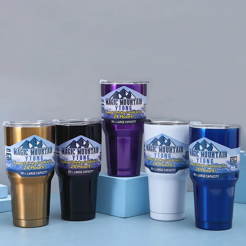 

30oz Insulated Cup Car Mounted Ice Cream Mug Portable Stainless Steel Vacuum Cold Insulation Beer Drink Iced Coffee Mug