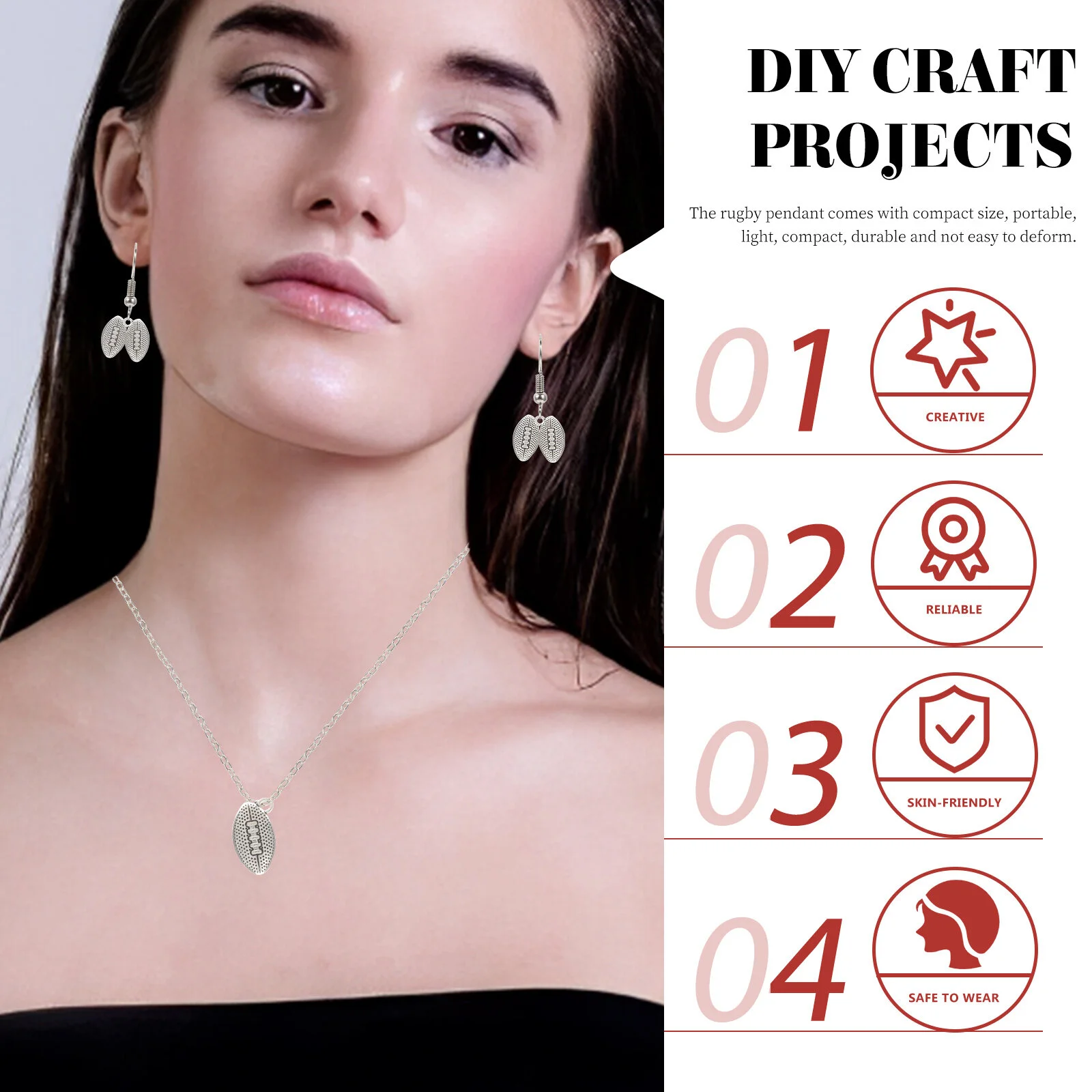 50 Pcs Rugby Pendant DIY Charms Jewelry Craft Football Accessories Self Made Earring Shaped Alloy Volleyball