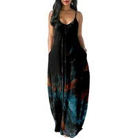 dresses spring summer women strap printed sexy beach long maxi sleeveless vintage clothing holiday