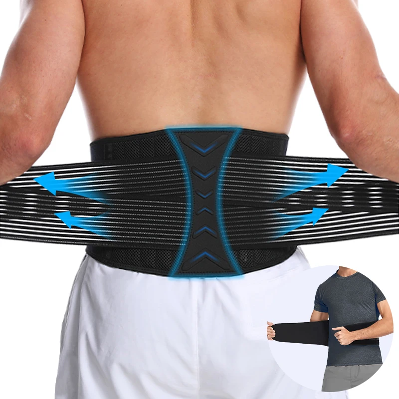 Men Waist Trainer Slimming Body Shaper Steel Bones Breathable Hole Back Brace Lumbar Support Belt for Heavy Work Lifting