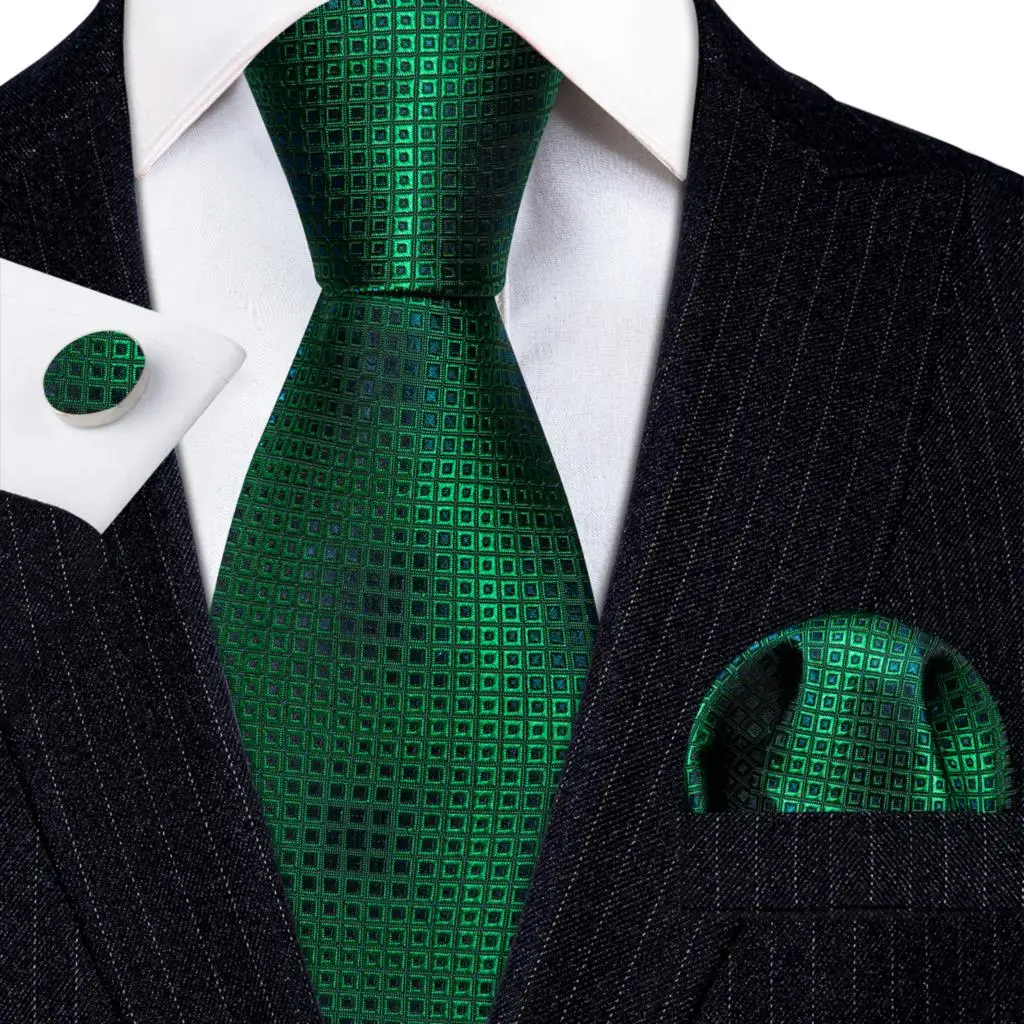 

Luxury Men Tie Set Green Plaid Solid Teal Red Purple Gold Necktie Hanky Cufflinks Gravata Corbatas Para Hombre Barry·Wang 6201