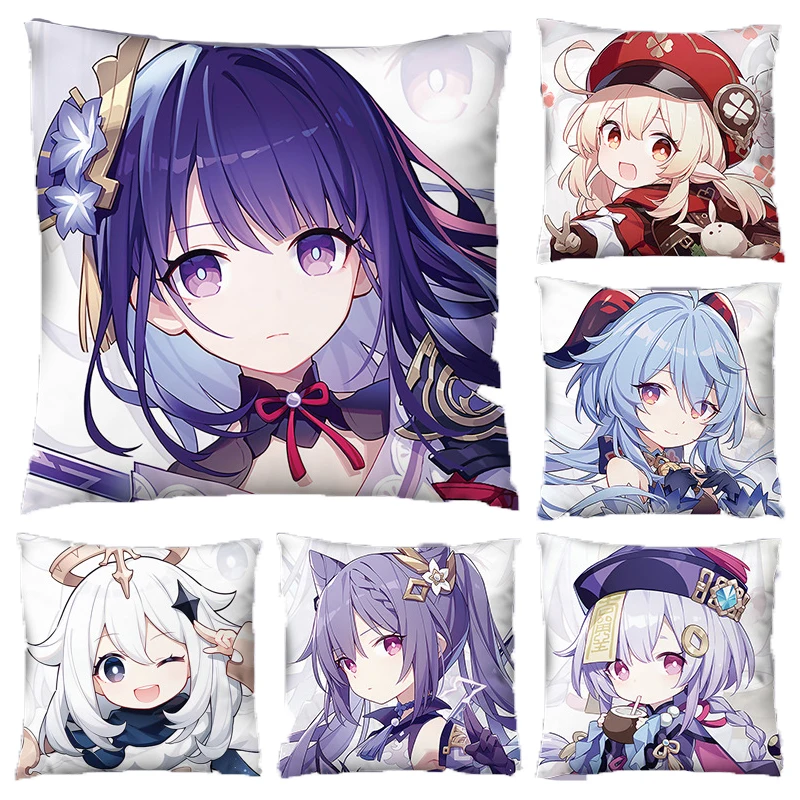 

Kawaii Anime game peripherals Genshin Impact Lumine Aether pillow pillowcase cushion Square Double Sided Pillow Home Decoration