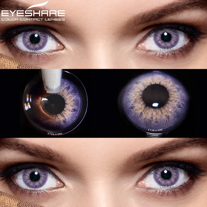 

EYESHARE 2pcs Natural Colored Contact Lenses for Eyes Cosmetic Contact Lenses Blue Color Lens With Contact Case Green Color Lens