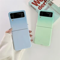 ottwn luxury glossy gradient phone case for samsung galaxy z flip 3 zflip3 fashion pearlescent glitter macaron color cover cases