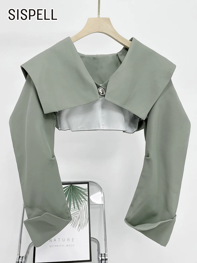 

Женская куртка с длинным рукавом SISPELL, однотонная короткая куртка с V-образным вырезом и высокой талией, на пуговицах, весенняя одежда, 2023