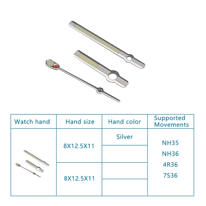 Watch Hands With Super C3 Luminous For SKX007 NH35/NH36 4R36 7S26 Movement Tuna Canned Watch  Repair Accessories  Modified