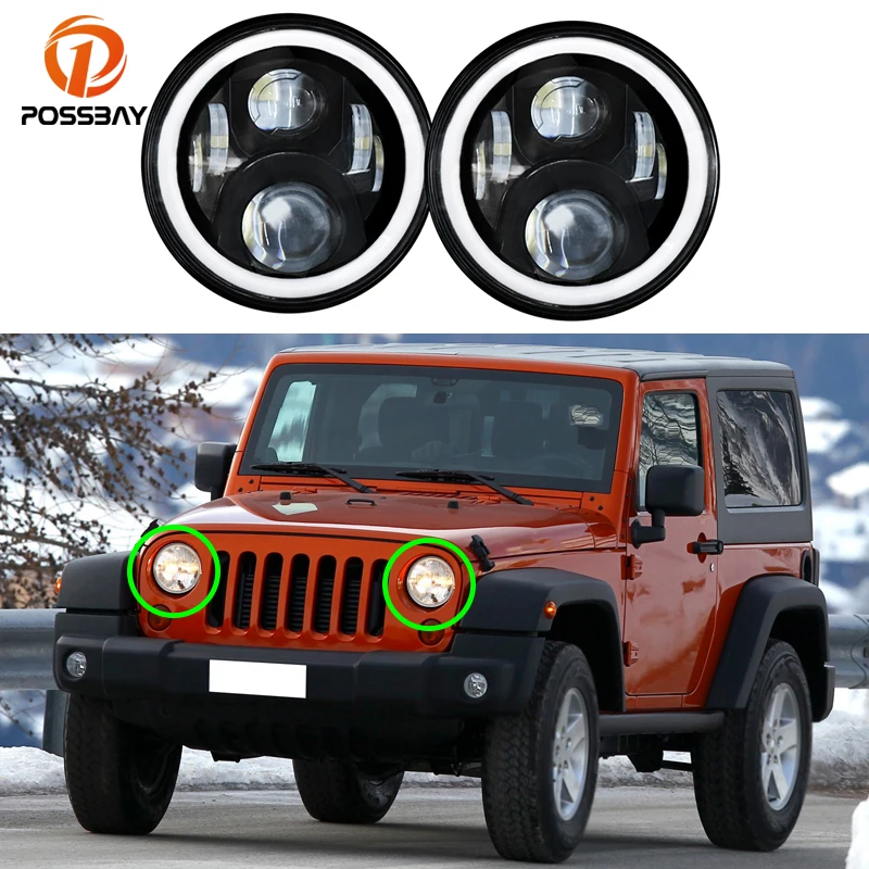 

Car 7 Inch LED Headlights RGB Halo Ring Angel Eyes for Jeep Wrangler JK LJ TJ Unlimited CJ-8 CJ-7/Hummer H1 H2 Auto Accessories