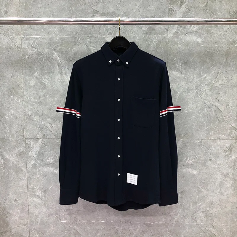 Men's Shirt New Buttons Stripe Shirts Men Slim Losng Sleeve Casual Shirt Spring Autumn Cotton Solid Spring Men's Clothing