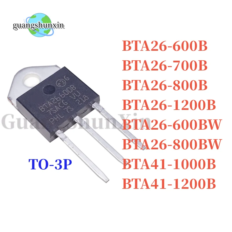 

5PCS BTA26-600B BTA26-700B BTA26-800B BTA26-1200B BTA26-600BW BTA26-800BW BTA41-1000B BTA41-1200B TO-3P Triac high-power