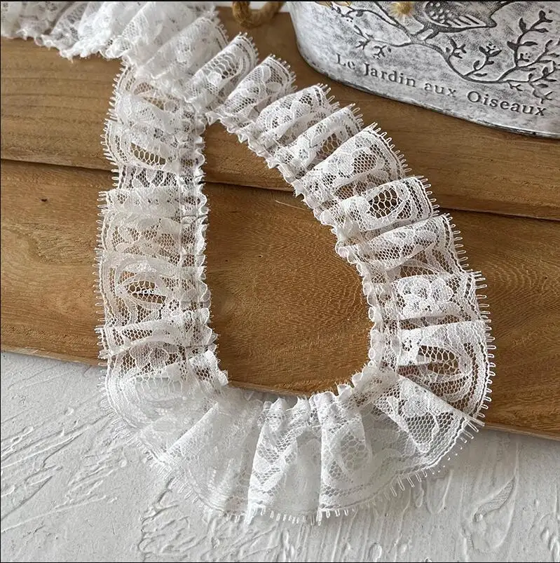 4 метра/Лот белая кружевная плиссированная лента детская одежда декоративный
