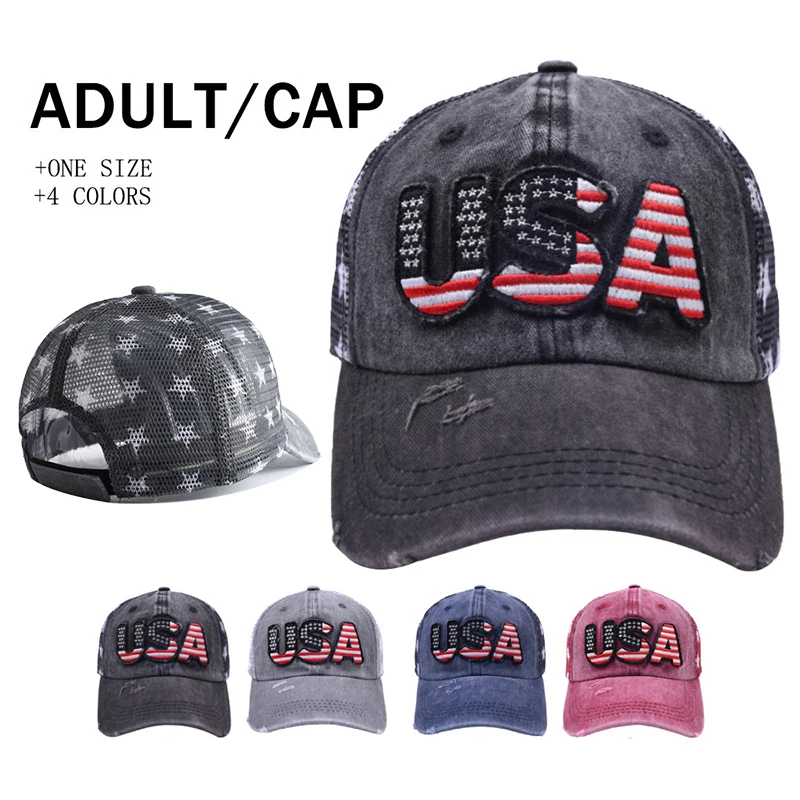 

2023 New USA Embroidery Baseball Cap Snapback Men Women Summer Hip Hop Breathable Dad Mesh Hat Trucker Hat Gorras Dropshipping