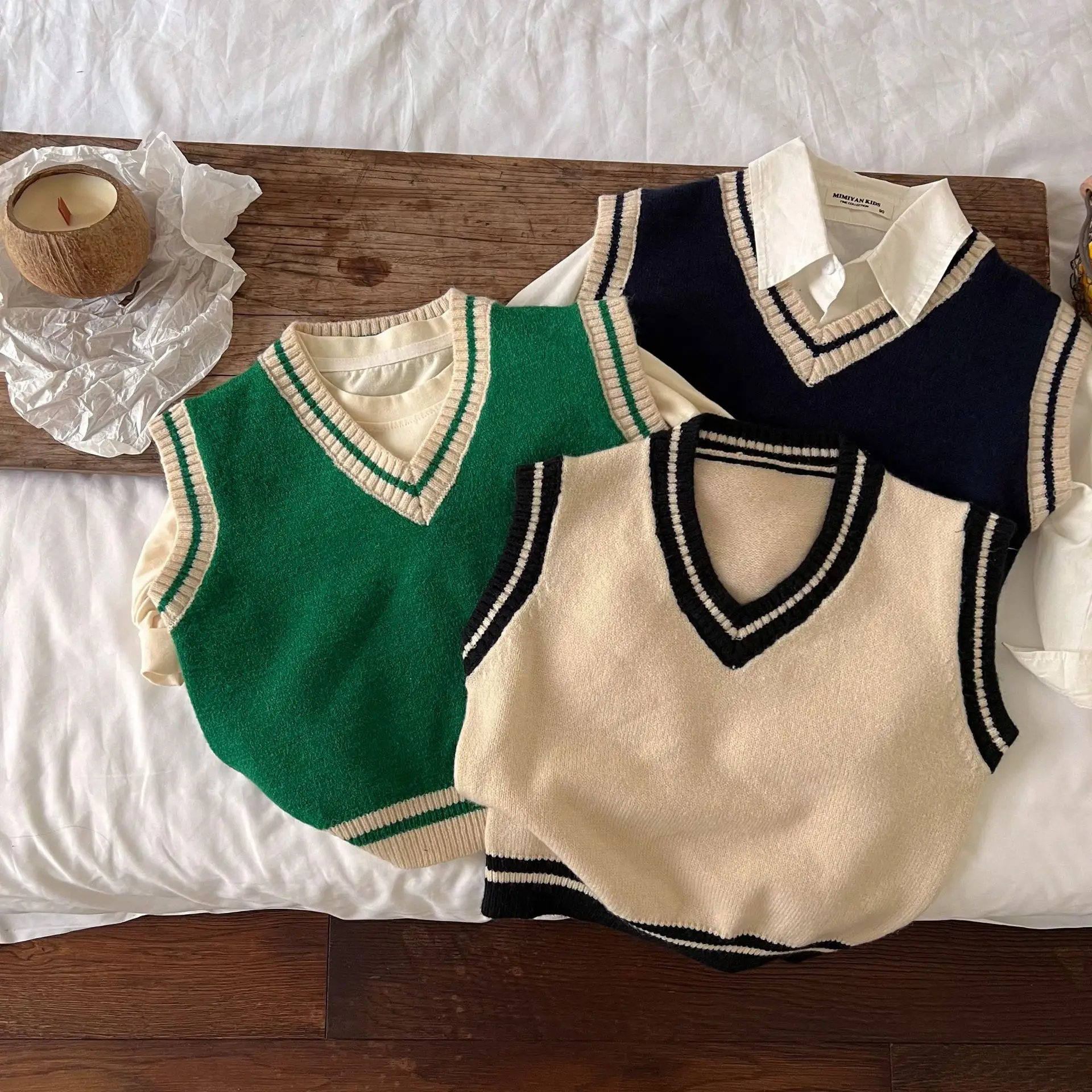 

Kids' Sweater 2022 Autumn New Boys and Girls V-neck Wool Vest Baby Korean Style Knitted Sweater Online Red Tide