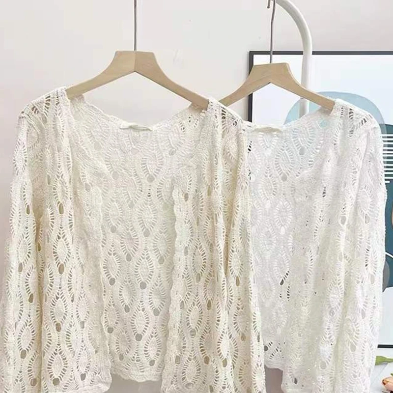 Женский винтажный вязаный кардиган свободный свитер с расклешенными рукавами