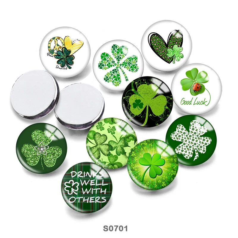 

Lucky Clover Mix 12mm//18mm/20mm/25mm Round photo glass cabochon demo flat back Making findings S0701