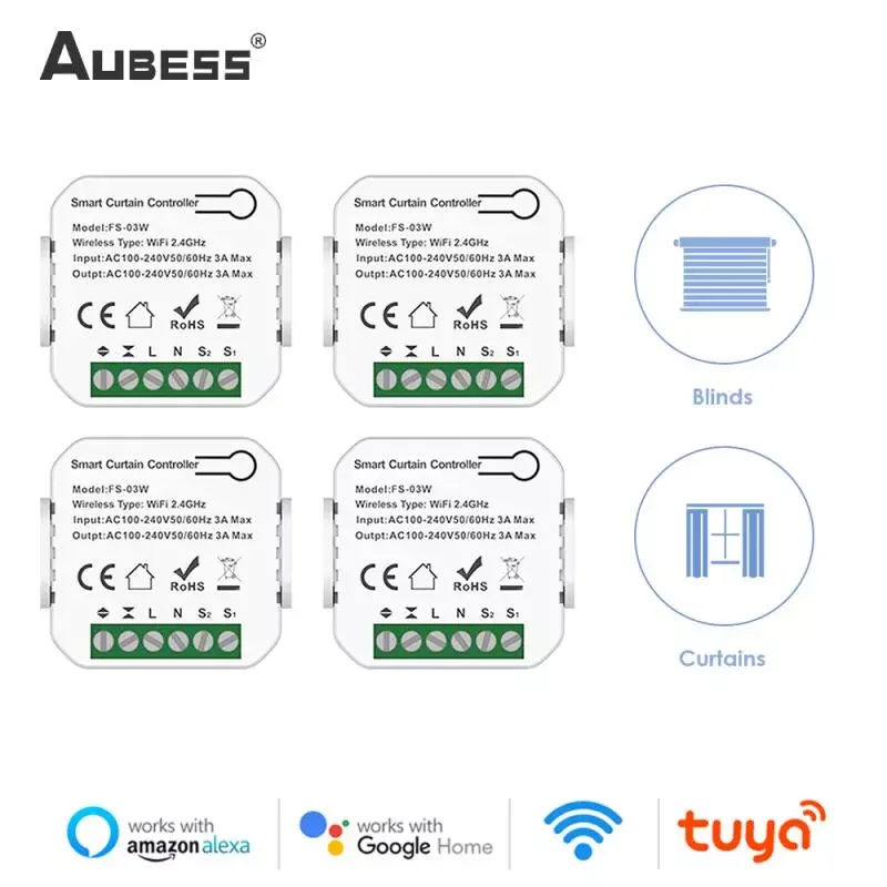 

WiFi Smart Curtain Switch Module Roller Blinds Shutter Motor Alexa Google Home Smart Life APP Remote Control Voice Control