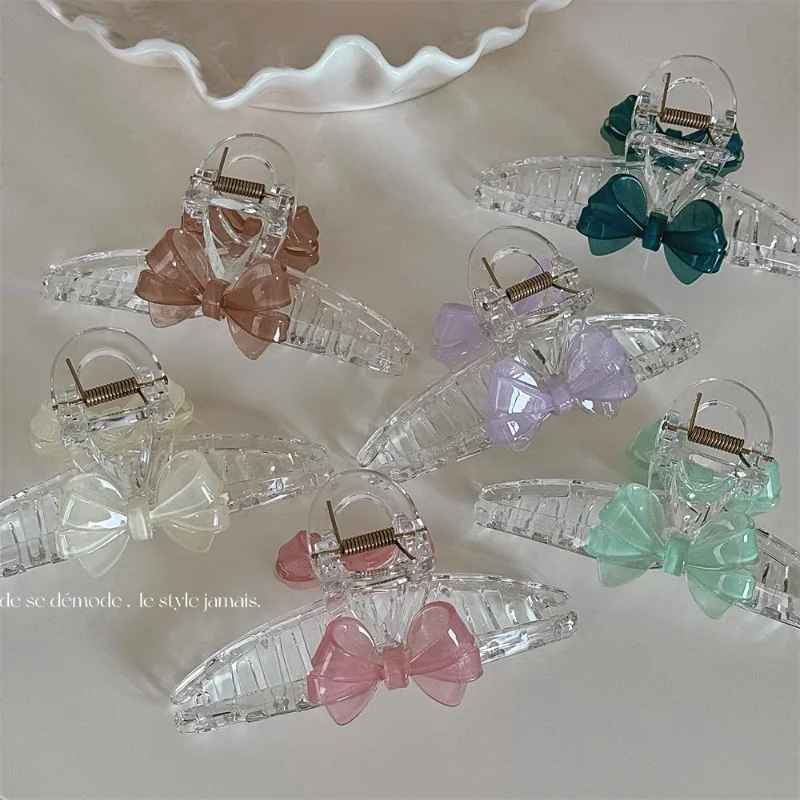 Прозрачная большая заколка-бант желеобразного цвета новинка женская заколка для