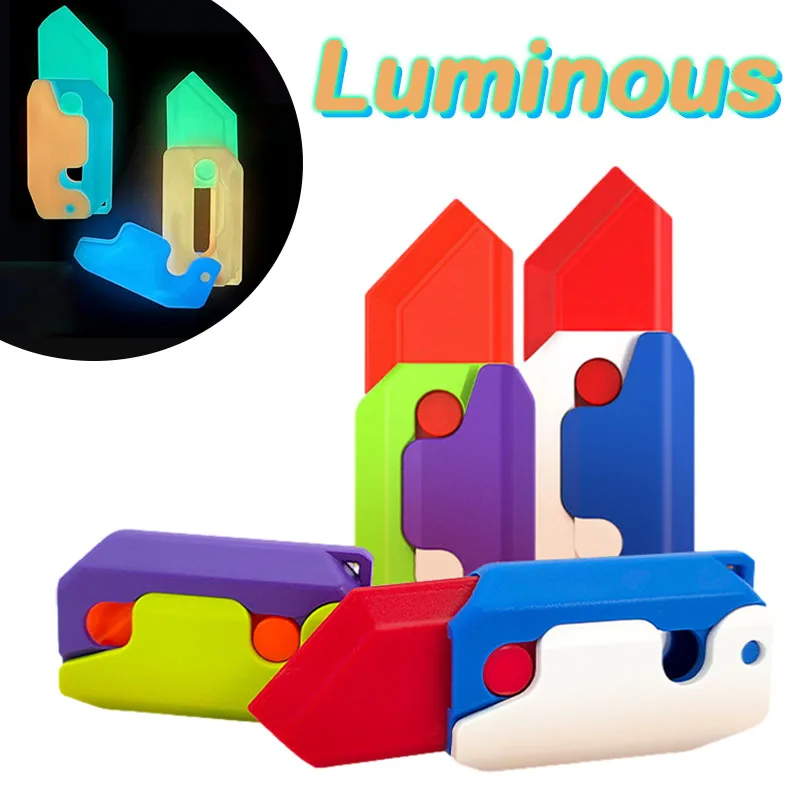 

Luminous 3D Carrot Gravity Knife Decompression Push Card Small Toy Plastic Children Carrot Knife Fidget Toys Party Gift