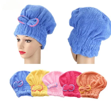 

Microfiber Fast Hair Drying Tub Spa Bow Wrap Towel Hat Bathroom Accessories Hat Ladies Designer Shower Cap Bath Towel Absorbent