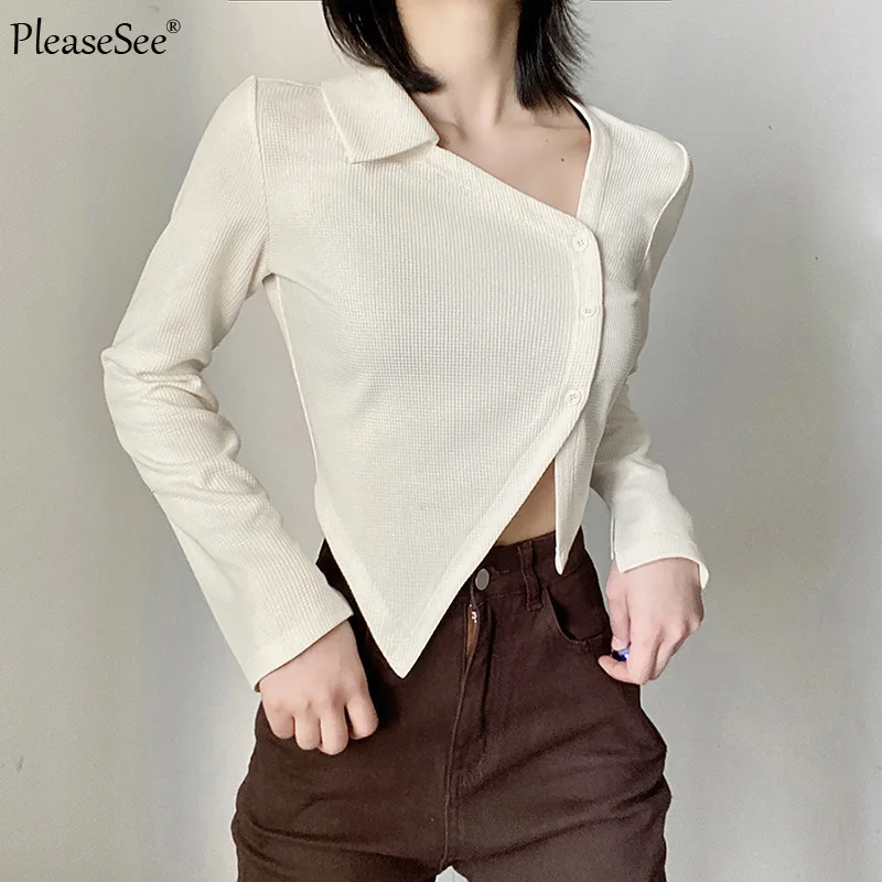 Кроп-Топ женский однобортный с длинным рукавом весна 2022 |