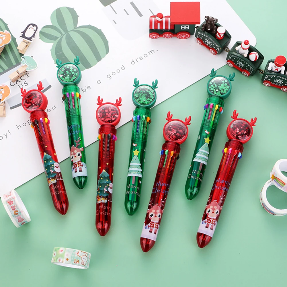 Мультяшная шариковая ручка 10 в 1 разноцветные ручки с блестящим декором для