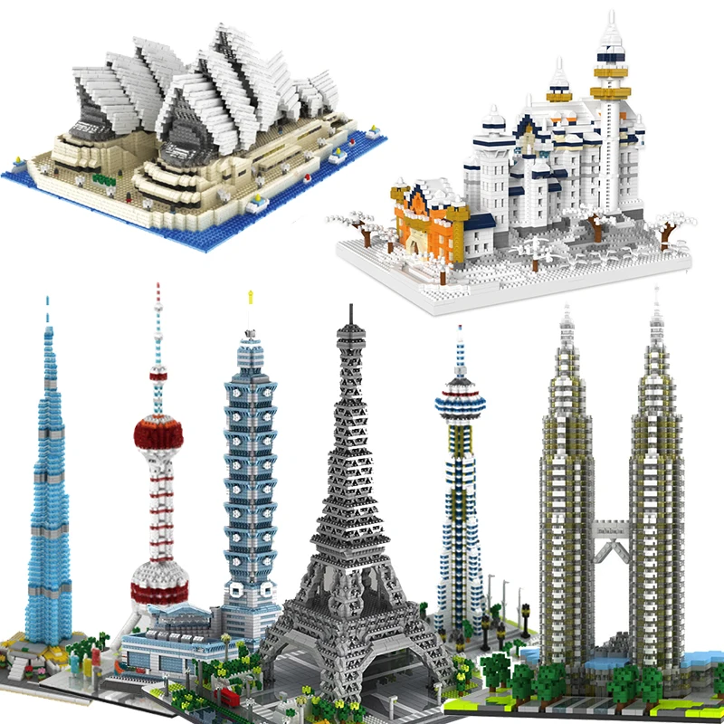 

Микро-конструктор: Тадж-Махал, Шанхай, архитектура, Триумфальная арка, строительные детские игрушки, Эйфелева Башня Биг-Бен-Лондон, Париж