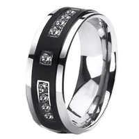 milangirl 2 pcsset women jewelry couple rings zircon ring with black and men ring valentines jewelry
