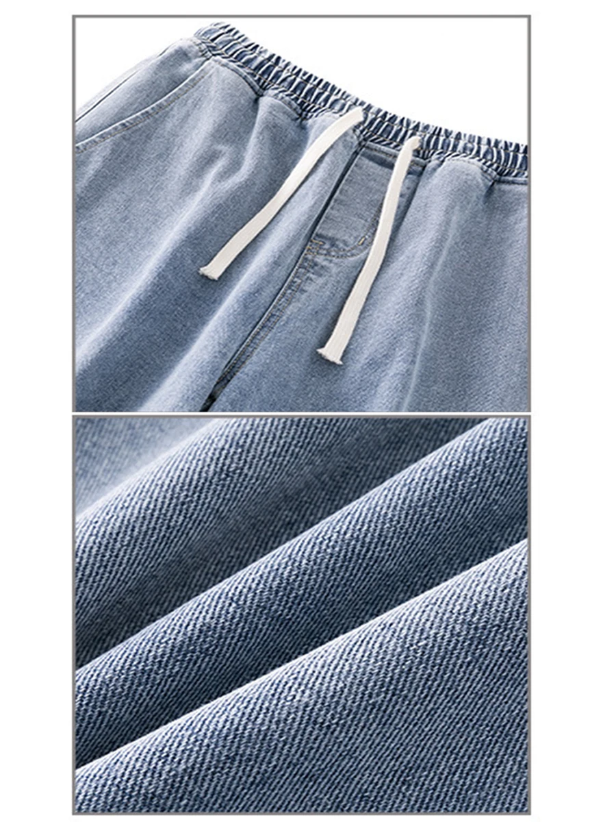 Four Seasons Men Jeans Loose Straight Loose High Street Elastic Waist Wide Leg Mopping Pants Ins Hot Selling Men Clothing JEANS