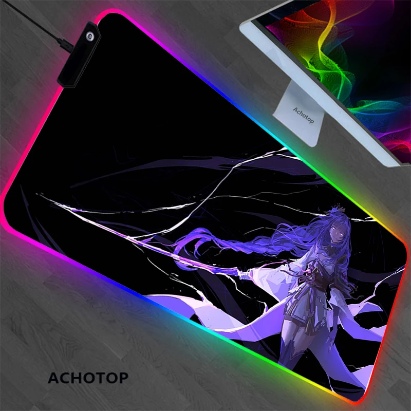 

Anime RGB Genshin impact Gaming rug mousepad Anime Cartoon Size Gamer Mouse Pad XXL Keyboard Desk Computer PC Mat Notbook Pad.