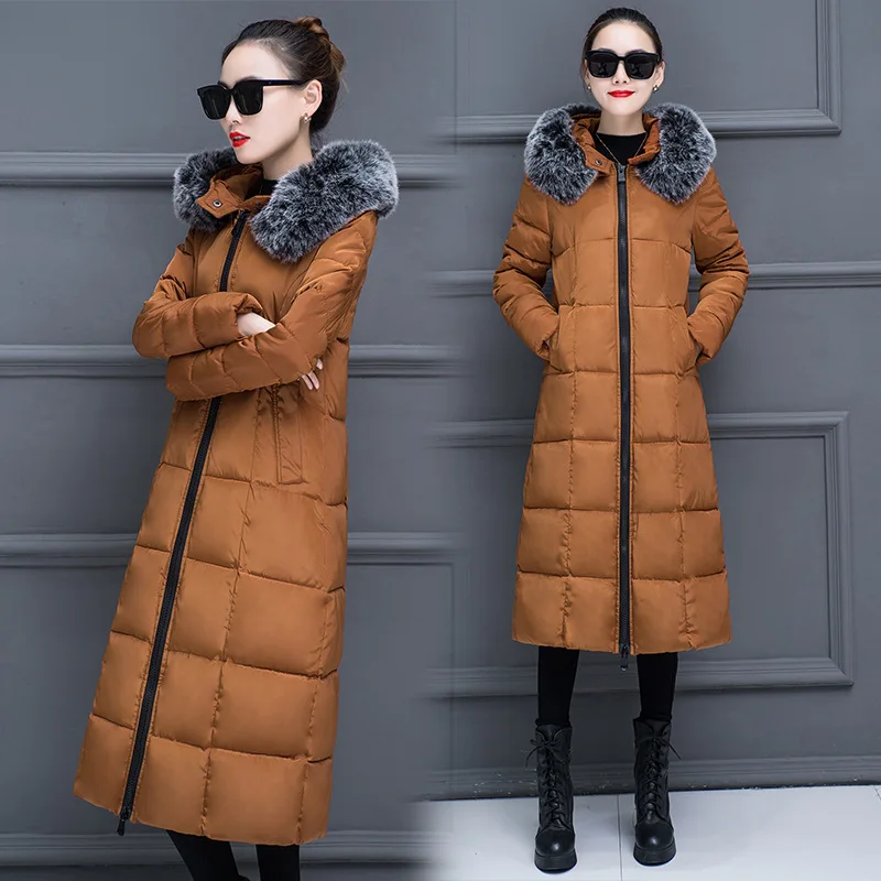 Женская длинная куртка-пуховик с капюшоном Ультралегкая стеганая тонкая теплая