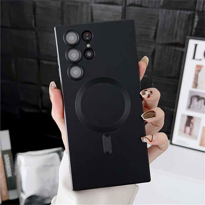 

Ultra Thin Magnetic Wireless Charge Silicone Case For Samsung Galaxy S23 S22 Ultra S23 Plus For Magsafe Shockproof Soft Cover