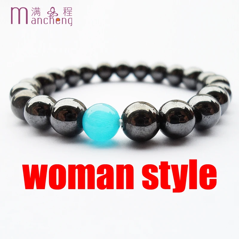 

Fashion 7inch 8MM Black Gallstone Cat's Eye Health Hematite Bracelet Women Mujer Ultra Popular DIY Personality Dropshipping